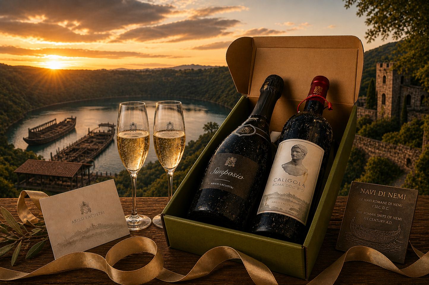 Gift Box Spumante Simposio Abissi Lacustri Caligola 2019 Roma Doc Rosso Monte Due Torri