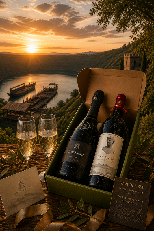 Gift Box Spumante Simposio Abissi Lacustri Caligola 2019 Roma Doc Rosso Monte Due Torri
